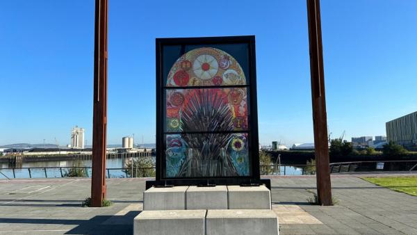 Stained glass window as part of the Glass of Thrones trail.