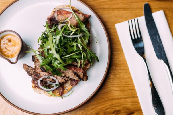 Steak sandwich at the Crafty Vintner