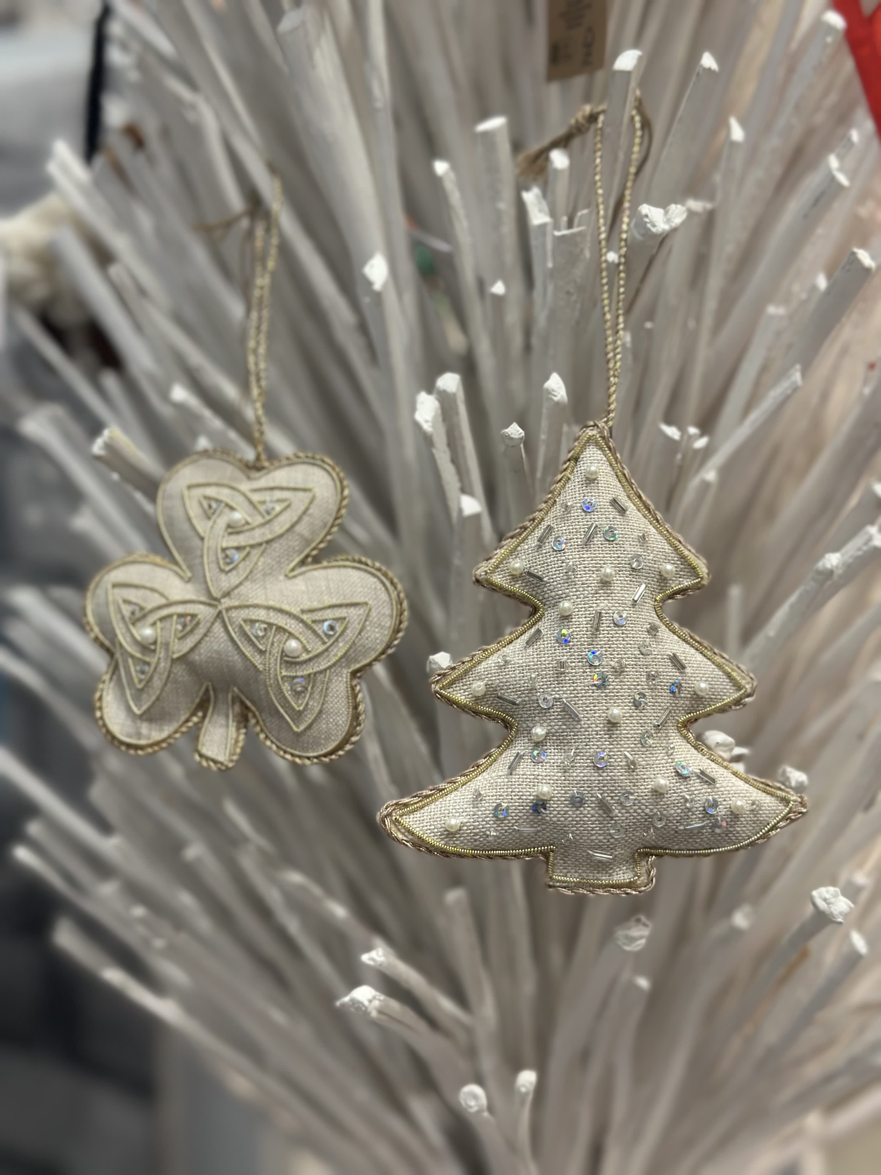 Tree and shamrock handmade christmas decorations.