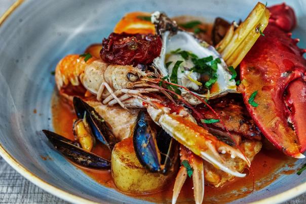 Plate of food at Mourne Seafood.