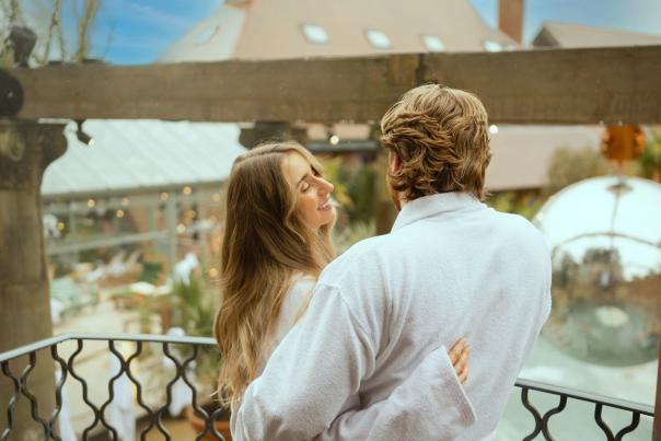 A couple overlooking the spa facilities at The Rabbit.