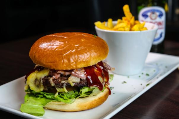 Burger and chips from Ryan's Bar and Restaurant.