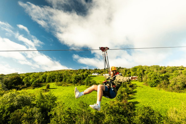 Man on zipline at Colin Glen