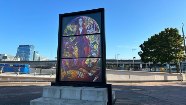 Stained glass window as part of the Glass of Thrones trail.