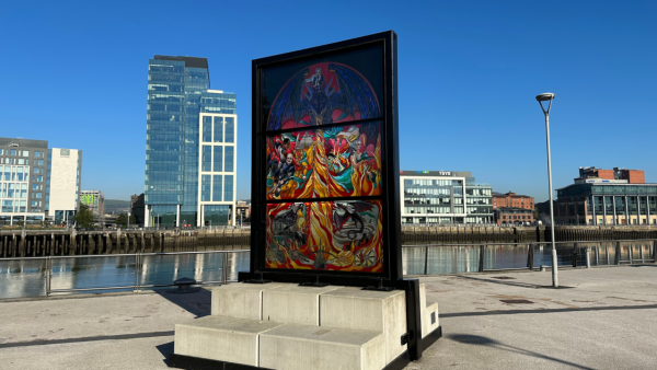 Stained glass window as part of the Glass of Thrones trail.